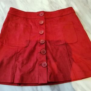 Zara red suede mini skirt size M